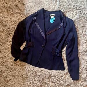 Navy Blue Quirky Maximalist Office Wear Eccentric‎ Dopamine Vintage 80s Blazer